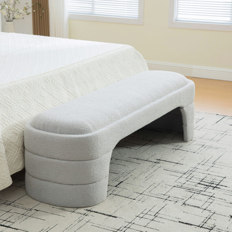 64.96"Wide Modern Upholstered Armless Upholstered Bedroom Benches End of Bed Bench for Entryway, Ottoman Foot Stool for Living Room and Bedroom, Entryway - Image 5
