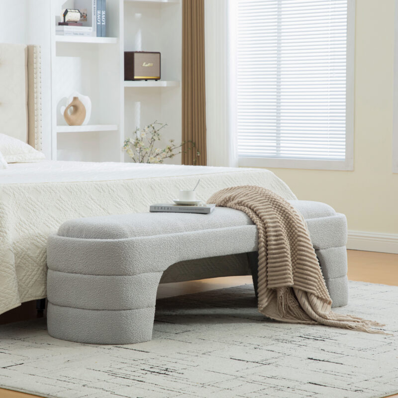 64.96"Wide Modern Upholstered Armless Upholstered Bedroom Benches End of Bed Bench for Entryway, Ottoman Foot Stool for Living Room and Bedroom, Entryway - Image 8
