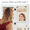 Solid Wood Jewelry Armoire Organizer Cabinet with Full-Length Mirror, 47.5x14.3 in Wall-Mounted Lockable with LED Light - Image 2