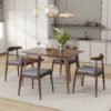 5-Piece Dining Set 1 Table 4 Chairs, Rubberwood Frame, Faux Wood Tabletop, Retro - Elegant for Kitchen & Family Dining