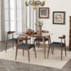 5-Piece Dining Set 1 Table 4 Chairs, Rubberwood Frame, Faux Wood Tabletop, Retro - Elegant for Kitchen & Family Dining - Image 7