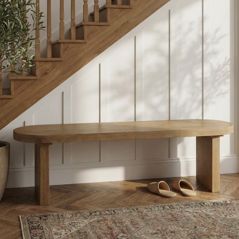 Indoor Pine Dining Bench, 62.9''L Solid Wood Seating, 350lbs Weight Capacity, Fits 3 People for Kitchen, Dining Room & Living Space - Image 5