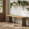 Indoor Pine Dining Bench, 62.9''L Solid Wood Seating, 350lbs Weight Capacity, Fits 3 People for Kitchen, Dining Room & Living Space