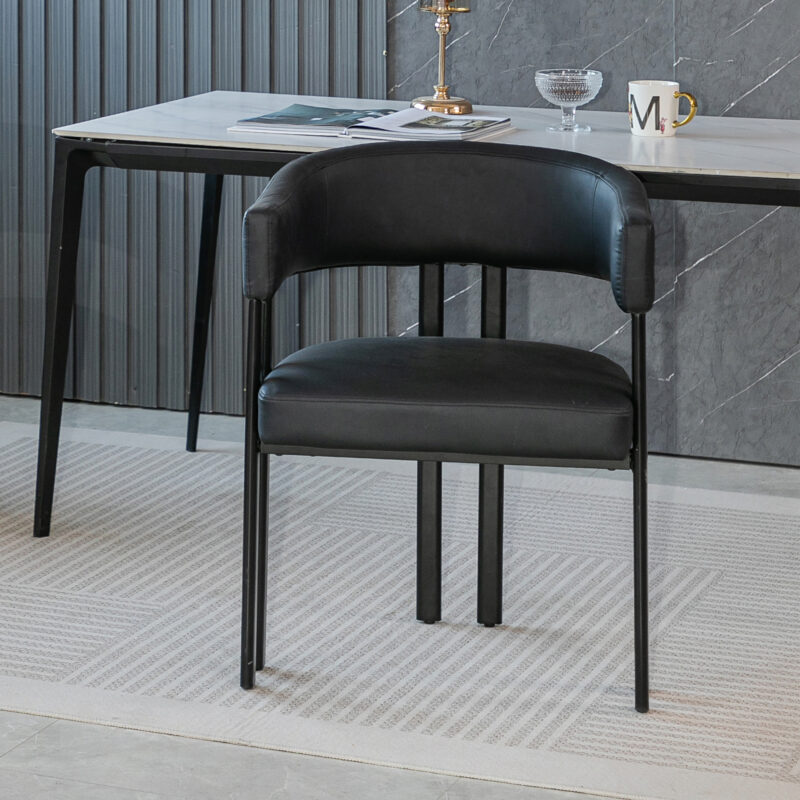 Modern Dining Chairs Set of 2, Faux Leather Upholstered Barrel Dining Room Chairs with Integrated Curved Back And Armrests , Metal Frame Chair for Kitchen Living Room Restaurant - Image 17