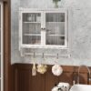 24.8"Glass Door Vintage Double Door Wall Cabinet with Three Tiers of Storage with Towel Rack, for Bathroom, Kitchen,Dining Room - Image 9