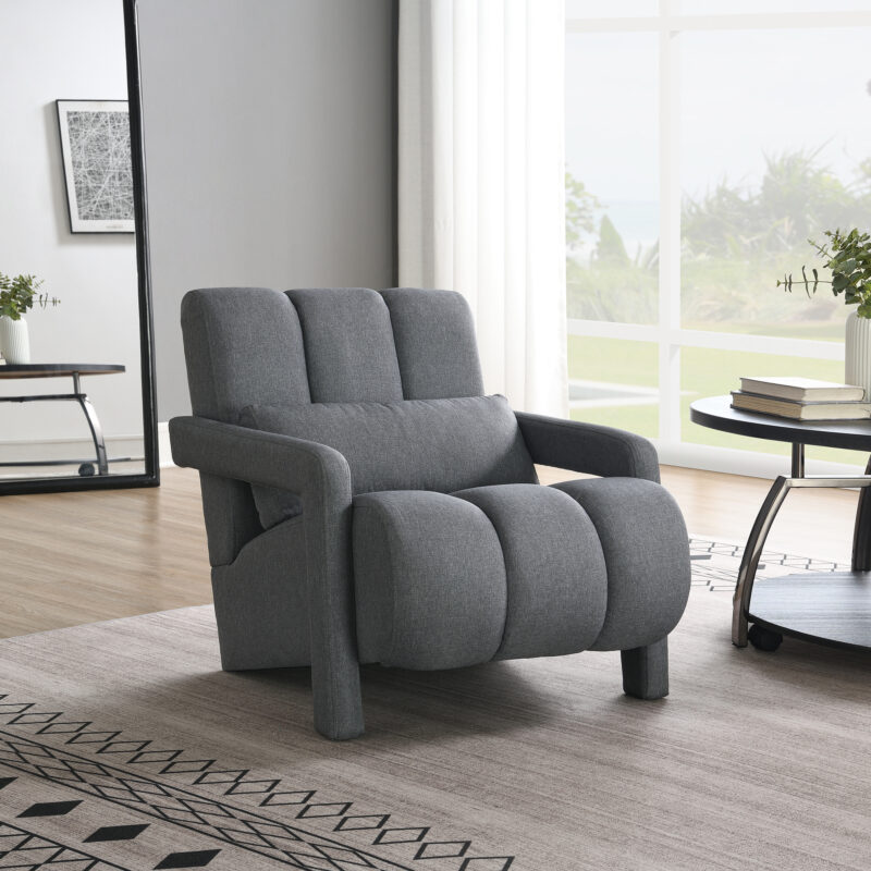 Modern Upholstered accent chair, Comfortable Linen Fabric with a pillow for Living room,bedroom - Image 8