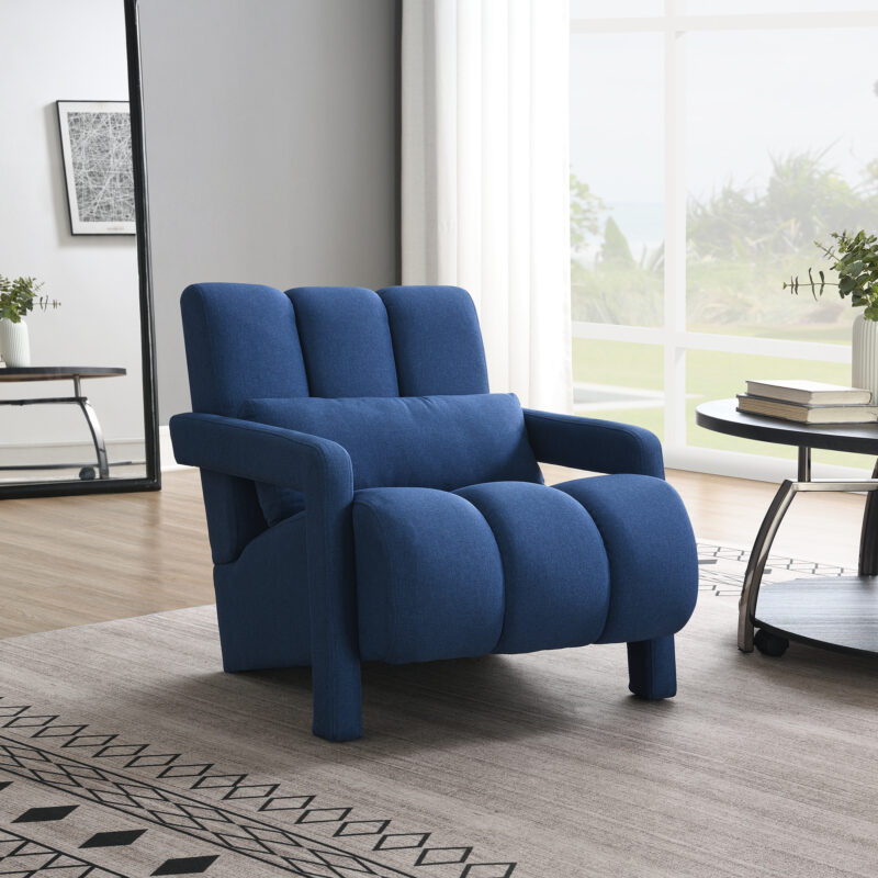 Modern Upholstered accent chair, Comfortable Linen Fabric with a pillow for Living room,bedroom - Image 4
