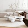 46'' Funky Unique Modern Coffee Table, Abstract Irregular Shape Low Profile Wooden Living Room Table with Ball Legs,Cute Center Tables,Tea Table for Bedroom,Apartment,Living Room - Image 8