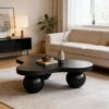 46'' Funky Unique Modern Coffee Table, Abstract Irregular Shape Low Profile Wooden Living Room Table with Ball Legs,Cute Center Tables,Tea Table for Bedroom,Apartment,Living Room