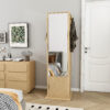 360° rotating makeup cabinet, jewelry cabinet with a full-length mirror, standing storage cabinet with a coat rack, 4 layers of open shelves and 2 layers of built-in shelves
