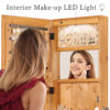 Solid Wood Jewelry Armoire Organizer Cabinet with Full-Length Mirror, 47.5x14.3 in Wall-Mounted Lockable with LED Light - Image 15