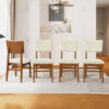 Upholstered Dining Chairs Set of 4, Ergonomic Mid-Century Modern Dining Chairs with Sturdy Rubberwood Frame, Non-Slip Kitchen Chairs for Dining Room,Kitchen, Cafe