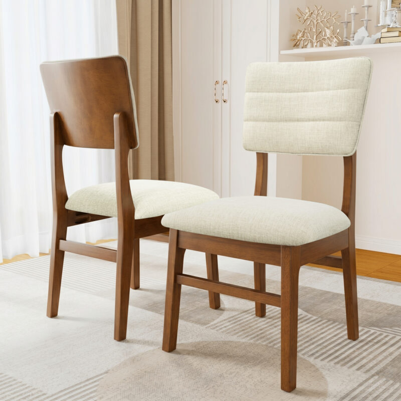 Upholstered Dining Chairs Set of 4, Ergonomic Mid-Century Modern Dining Chairs with Sturdy Rubberwood Frame, Non-Slip Kitchen Chairs for Dining Room,Kitchen, Cafe - Image 7