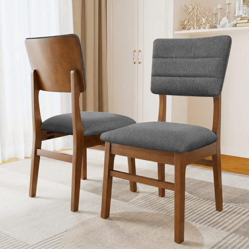 Upholstered Dining Chairs Set of 4, Ergonomic Mid-Century Modern Dining Chairs with Sturdy Rubberwood Frame, Non-Slip Kitchen Chairs for Dining Room,Kitchen, Cafe - Image 9