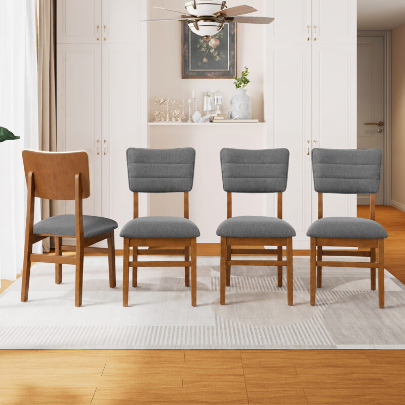 Upholstered Dining Chairs Set of 4, Ergonomic Mid-Century Modern Dining Chairs with Sturdy Rubberwood Frame, Non-Slip Kitchen Chairs for Dining Room,Kitchen, Cafe - Image 8