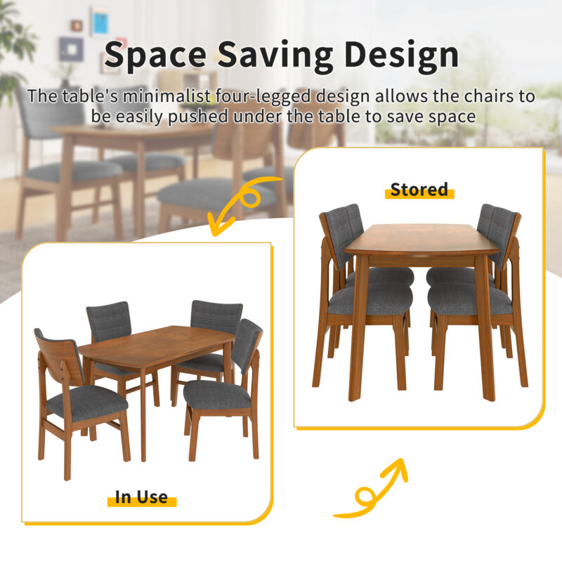 Upholstered Dining Chairs Set of 4, Ergonomic Mid-Century Modern Dining Chairs with Sturdy Rubberwood Frame, Non-Slip Kitchen Chairs for Dining Room,Kitchen, Cafe - Image 14