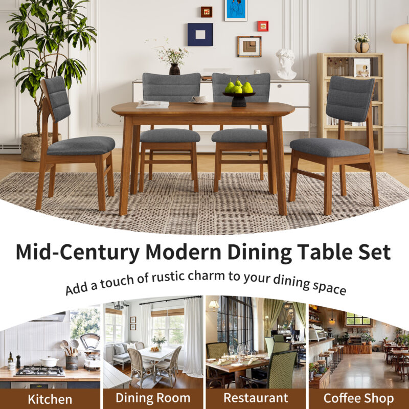 Upholstered Dining Chairs Set of 4, Ergonomic Mid-Century Modern Dining Chairs with Sturdy Rubberwood Frame, Non-Slip Kitchen Chairs for Dining Room,Kitchen, Cafe - Image 12