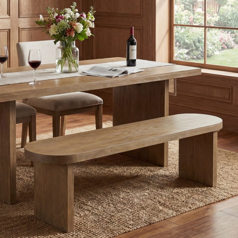 Indoor Pine Dining Bench, 62.9''L Solid Wood Seating, 350lbs Weight Capacity, Fits 3 People for Kitchen, Dining Room & Living Space - Image 6