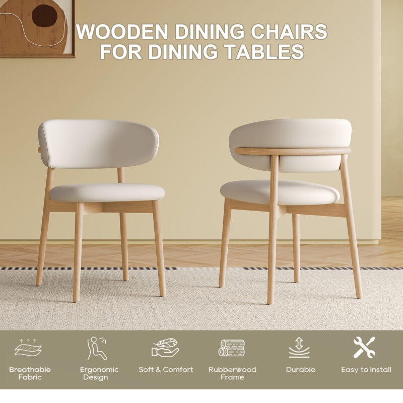 Mid-Century Modern wood feet Dining Chair Set of 2, Stylish Wooden Chairs for Dining Room, Kitchen, or Living Room, Comfortable & Durable, Easy to Assemble - Image 14