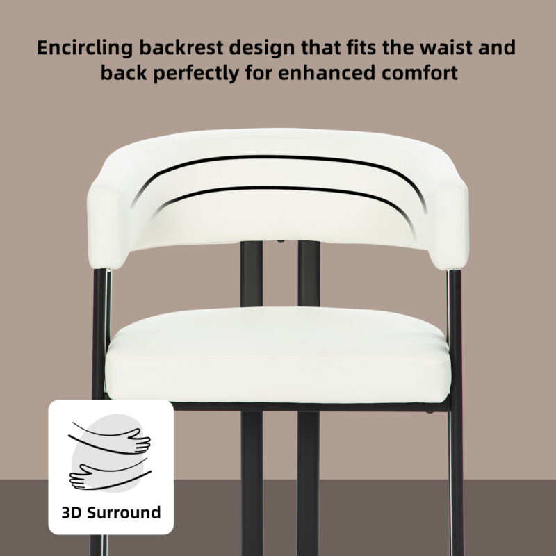 Modern Dining Chairs Set of 2, Faux Leather Upholstered Barrel Dining Room Chairs with Integrated Curved Back And Armrests , Metal Frame Chair for Kitchen Living Room Restaurant - Image 11