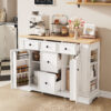 TREXM Sideboard Buffet Cabinet with Storage, Kitchen Console Table with 5 Drawers, 2 Cabinets, Adjustable Shelves, Buffet Server for Dining Room, Living Room, Entryway