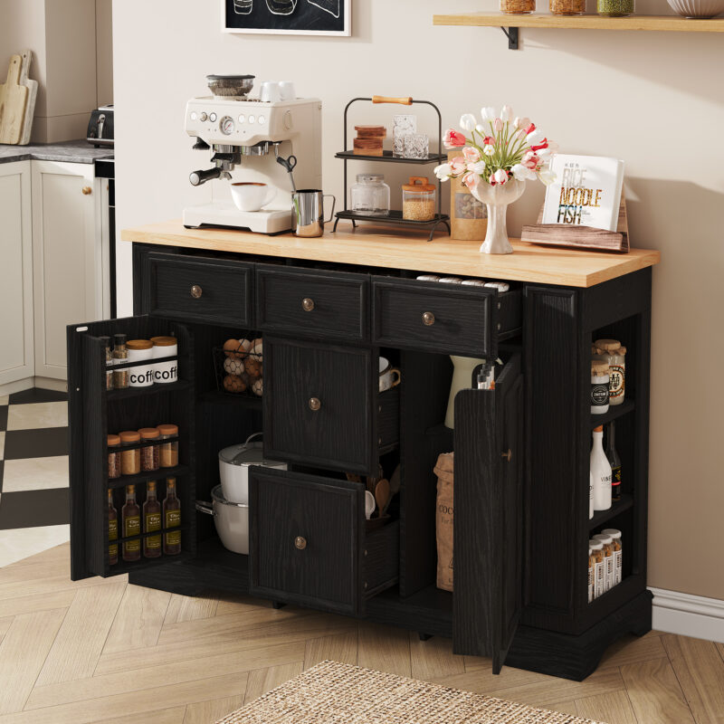 TREXM Sideboard Buffet Cabinet with Storage, Kitchen Console Table with 5 Drawers, 2 Cabinets, Adjustable Shelves, Buffet Server for Dining Room, Living Room, Entryway - Image 4