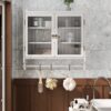 24.8"Glass Door Vintage Double Door Wall Cabinet with Three Tiers of Storage with Towel Rack, for Bathroom, Kitchen,Dining Room - Image 8
