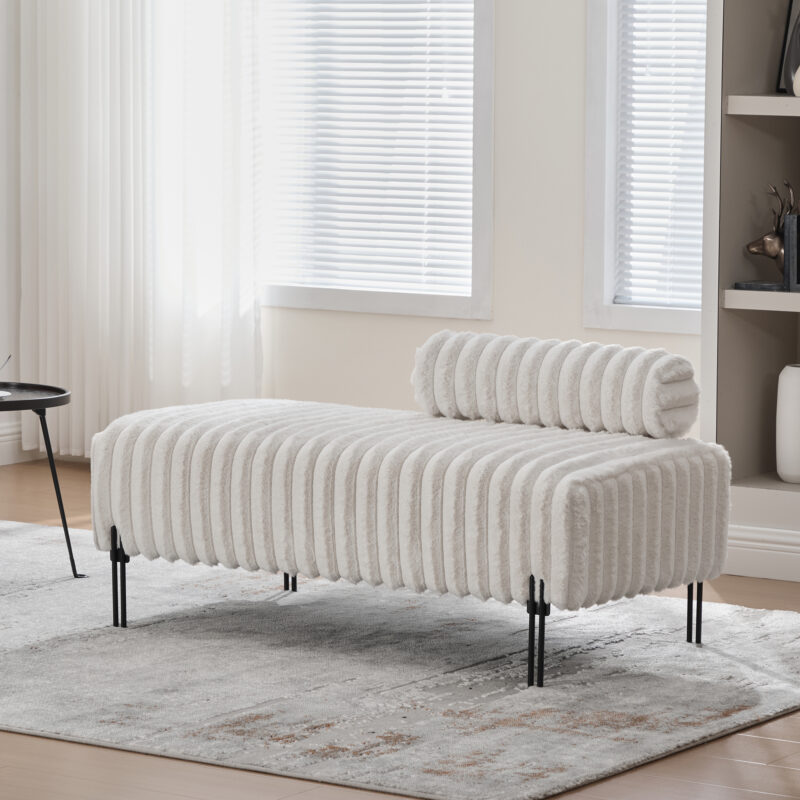 49.6" Wide Upholstered Mini Loveseat with Metal Legs, 2-Seater Small Sofa End of Bed Bench Window Ottoman Footrest with Adjustable Back for Living Room Bedroom Entryway Hallway Small Space - Image 3