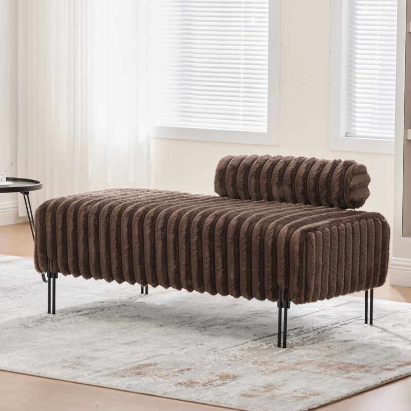 49.6" Wide Upholstered Mini Loveseat with Metal Legs, 2-Seater Small Sofa End of Bed Bench Window Ottoman Footrest with Adjustable Back for Living Room Bedroom Entryway Hallway Small Space - Image 11