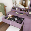 Stylish Vanity Desk Set with Padded Stool & Adjustable LED Lighted Mirror (3 Color Modes), Modern Bedroom Makeup Vanity Desk Combo, Purple - Image 13