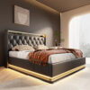 Full size Upholstered bed, 360 surround LED function, Buttons/Apps/Remote Control, hydraulic storage bed with USB Type-C charging, Black,PU (Without mattress) - Image 9