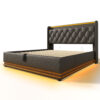 Full size Upholstered bed, 360 surround LED function, Buttons/Apps/Remote Control, hydraulic storage bed with USB Type-C charging, Black,PU (Without mattress) - Image 15