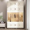 Portable Wardrobe Closet Storage Organizer for Clothes,Clothes Dresser,17 Magnetic Doors-17 Cubes & 1 Hanging Rod,6 pcs hangers , Baby Wardrobe Storage Cabinet,White - Image 6