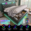 Full size Upholstered bed, 360 surround LED function, Buttons/Apps/Remote Control, hydraulic storage bed with USB Type-C charging, Black,PU (Without mattress) - Image 7