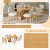 TREXM Farmhouse Wood Dining Table Set for 6 with 6 Upholstered Chairs, 60" Rectangular Dining Table with Cutout Table Legs for Dining Room, Kitchen and Living Room - Image 5