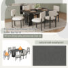 TREXM Farmhouse Wood Dining Table Set for 6 with 6 Upholstered Chairs, 60" Rectangular Dining Table with Cutout Table Legs for Dining Room, Kitchen and Living Room - Image 9