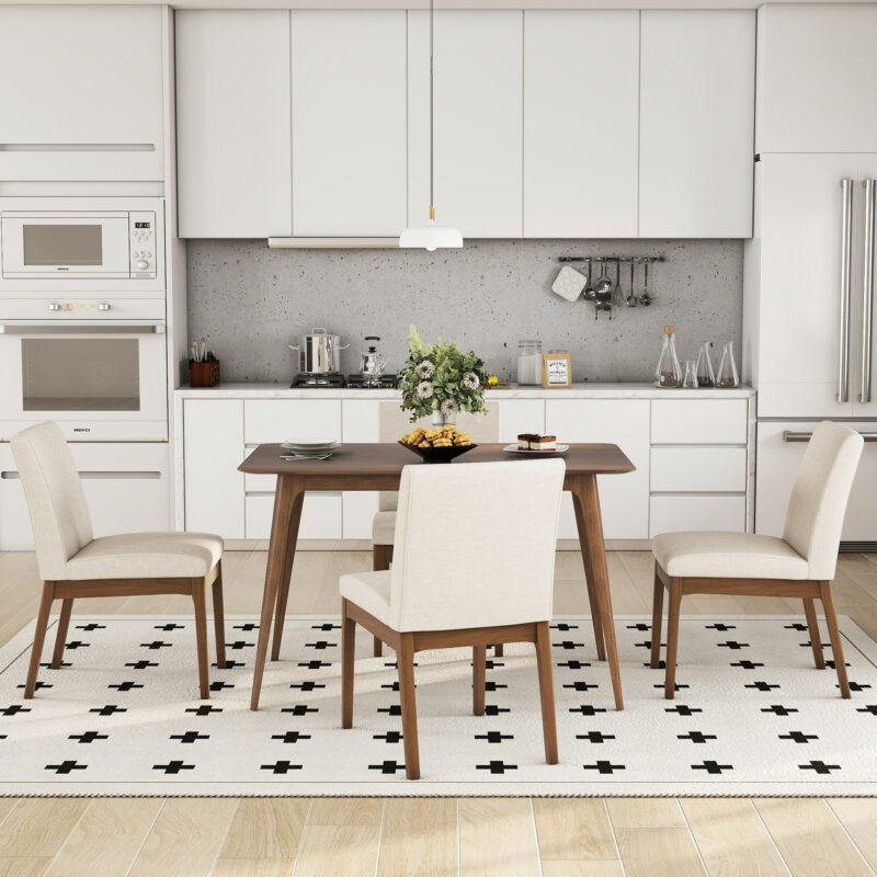 5-Piece Dining Table Set with One Solid Wood Frame Table and 4 Upholstered Chairs for Dining Room - Image 3