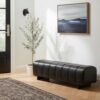 Indoor Dining Bench, Black PU Fabric Bench with Rubber Wood Legs , 250lbs, Comfortable Seating for Dining Room/Living Area - Image 2