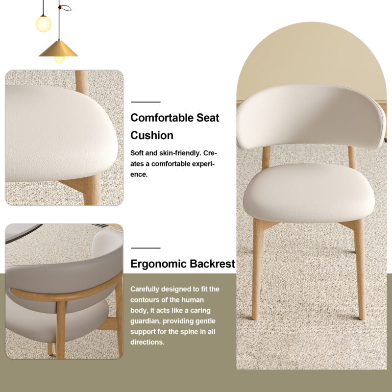 Mid-Century Modern wood feet Dining Chair Set of 2, Stylish Wooden Chairs for Dining Room, Kitchen, or Living Room, Comfortable & Durable, Easy to Assemble - Image 13