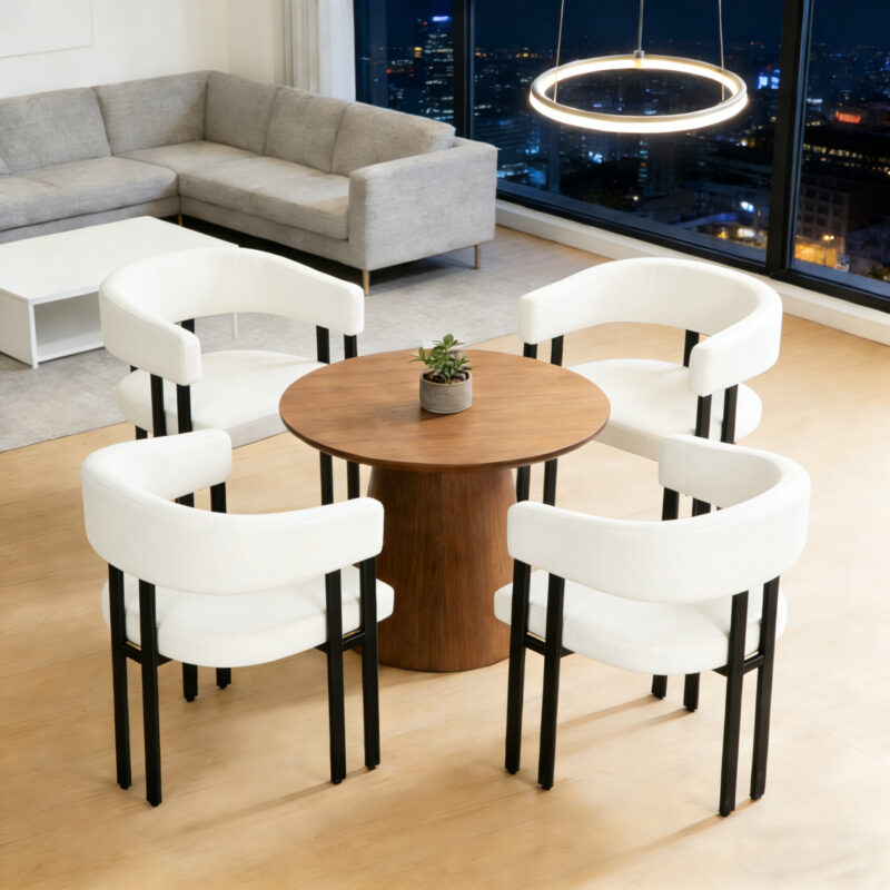 Modern Dining Chairs Set of 2, Faux Leather Upholstered Barrel Dining Room Chairs with Integrated Curved Back And Armrests , Metal Frame Chair for Kitchen Living Room Restaurant - Image 10