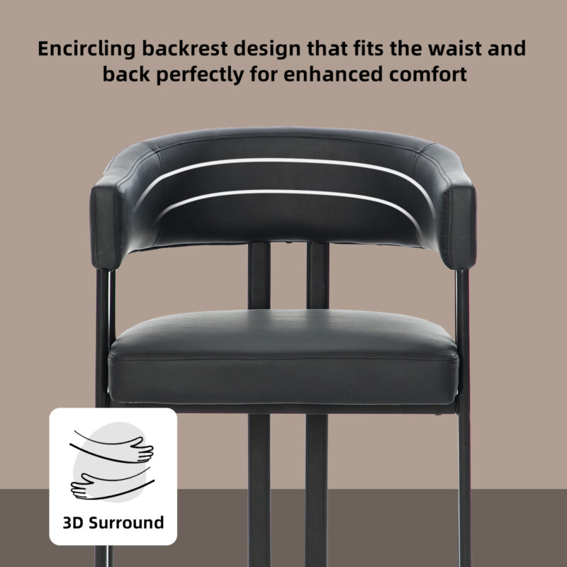 Modern Dining Chairs Set of 2, Faux Leather Upholstered Barrel Dining Room Chairs with Integrated Curved Back And Armrests , Metal Frame Chair for Kitchen Living Room Restaurant - Image 15