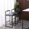 Set of 2 Barstools Faux Leather Upholstered Bar Stools Modern Metal Frame Dining Chairs for Counter, Kitchen Island - Image 11