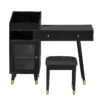 Modern Makeup Vanity Desk with Drawers, Cabinet & Charging Port, Space-saving Dressing Table Set with Stool for Small Places, Black - Image 8