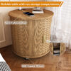 Mid Century Modern Cylinder End Table with Built-in Charging Station & Sliding Door, 2-Tier Storage Round Nightstand with USB Ports, Walnut Bedside Table for Living Room, Bedroom, Entryway - Image 20