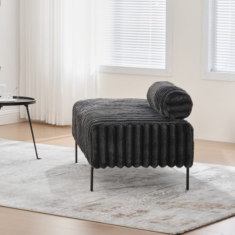 49.6" Wide Upholstered Mini Loveseat with Metal Legs, 2-Seater Small Sofa End of Bed Bench Window Ottoman Footrest with Adjustable Back for Living Room Bedroom Entryway Hallway Small Space - Image 16