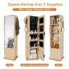 360° rotating makeup cabinet, jewelry cabinet with a full-length mirror, standing storage cabinet with a coat rack, 4 layers of open shelves and 2 layers of built-in shelves - Image 2