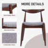 5-Piece Dining Set 1 Table 4 Chairs, Rubberwood Frame, Faux Wood Tabletop, Retro - Elegant for Kitchen & Family Dining - Image 4