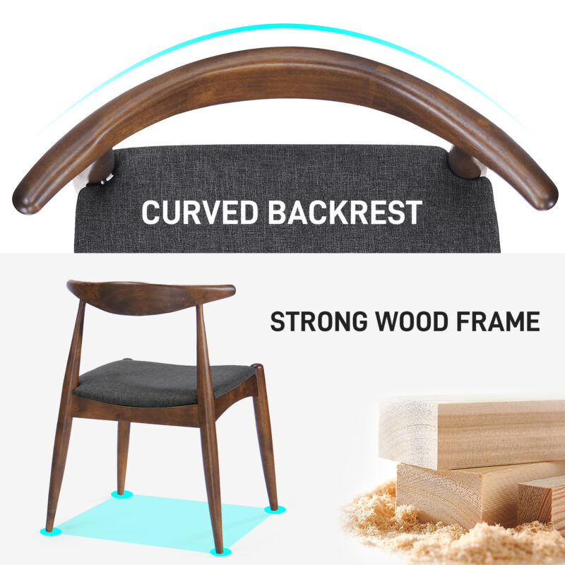 5-Piece Dining Set 1 Table 4 Chairs, Rubberwood Frame, Faux Wood Tabletop, Retro - Elegant for Kitchen & Family Dining - Image 9