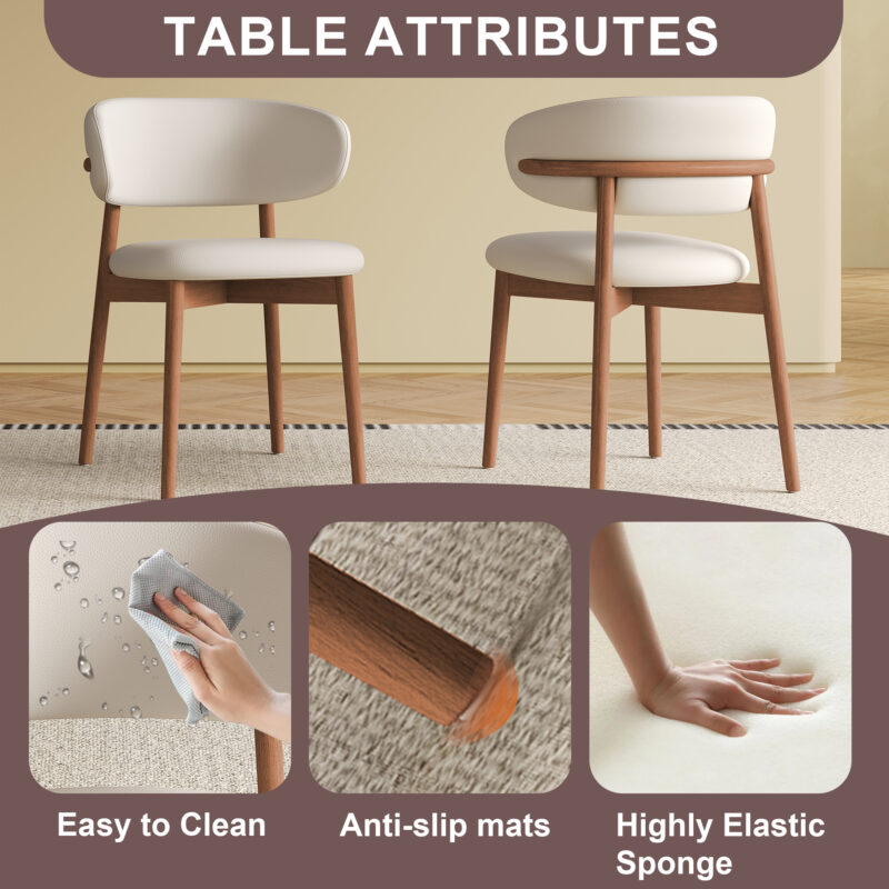 Mid-Century Modern wood feet Dining Chair Set of 2, Stylish Wooden Chairs for Dining Room, Kitchen, or Living Room, Comfortable & Durable, Easy to Assemble - Image 2