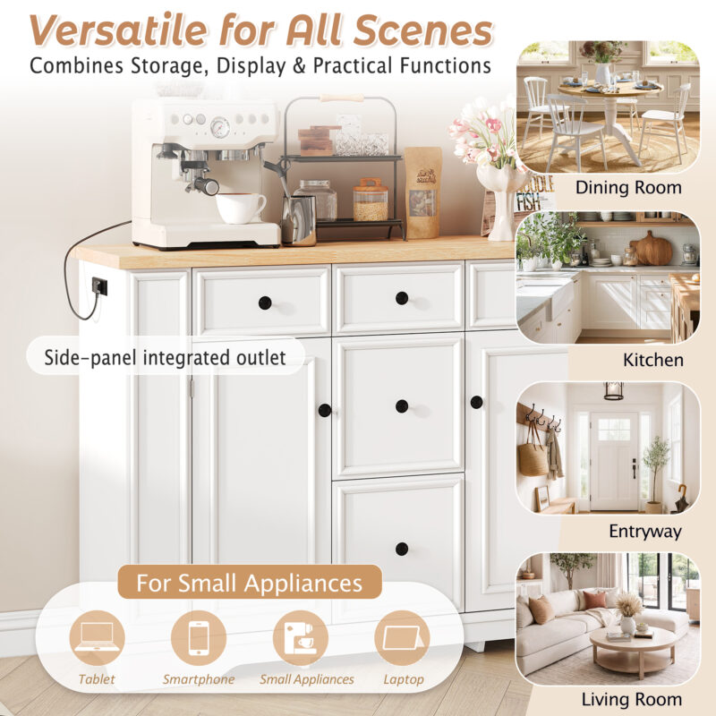 TREXM Sideboard Buffet Cabinet with Storage, Kitchen Console Table with 5 Drawers, 2 Cabinets, Adjustable Shelves, Buffet Server for Dining Room, Living Room, Entryway - Image 13